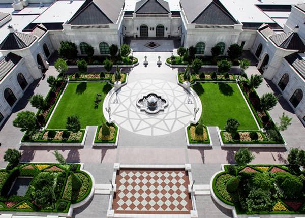 The courtyard at our Grand America hotel